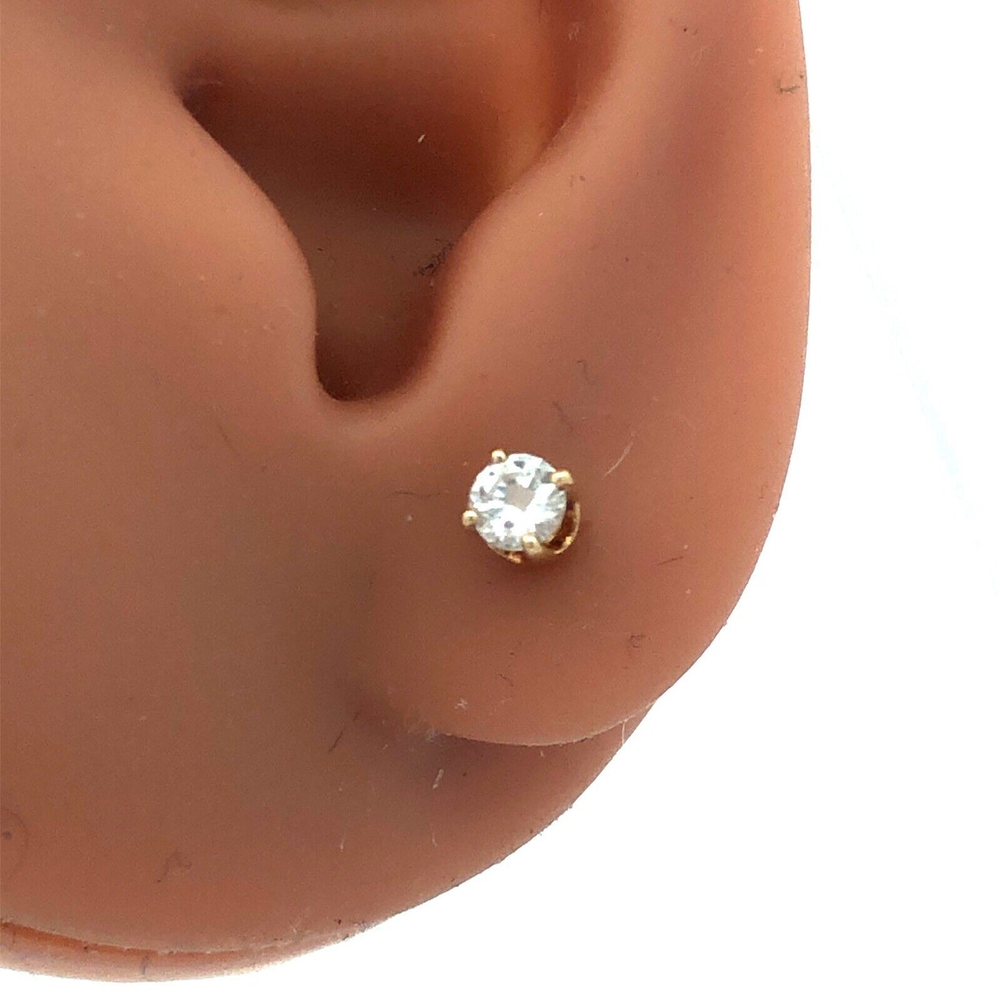 Designer 14K Yellow Gold Round Diamond Solitaire Screw Back Stud Earrings