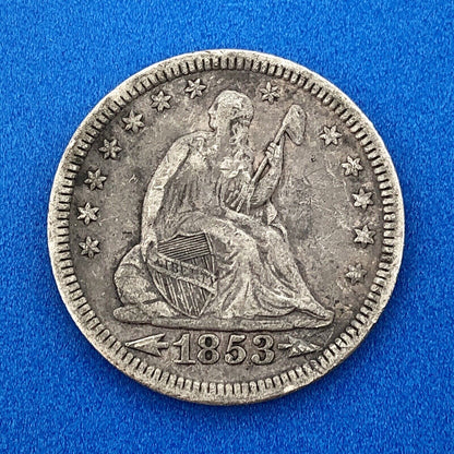 1853 P Seated Liberty Silver Quarter Dollar 25c Type 2 Better One Year Type Coin