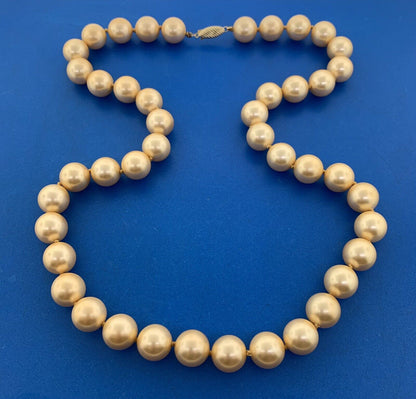 Vintage Designer 14K Yellow Gold Gold 12.5 mm Gold Pearl Statement Necklace