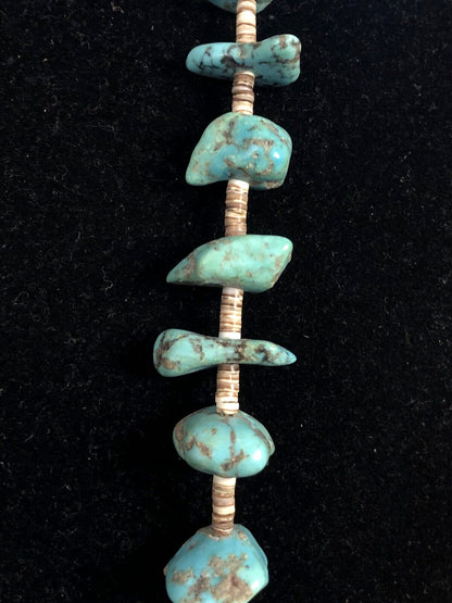 Vintage Artisan Natural Turquoise Chunky Beads Agate Bead Statement Necklace
