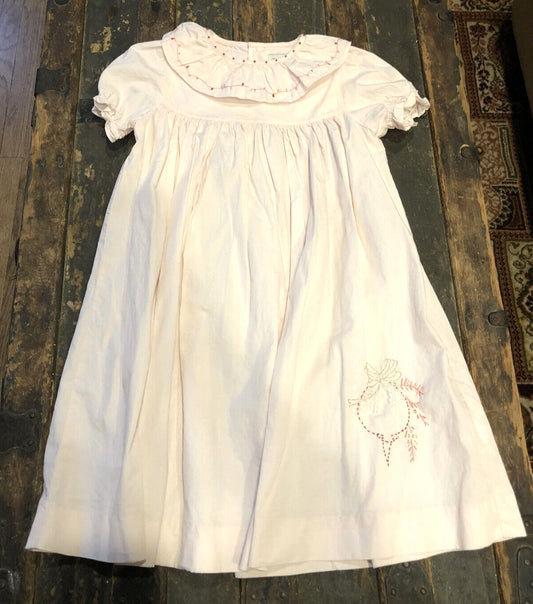 Sophie & Lucas 100% Cotton Pink Embroidered Girl's 5 Christmas Themed Dress