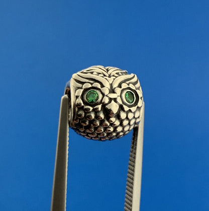 Authentic PANDORA 925 Sterling Silver Green CZ Wise Owl Bracelet Charm 791211CZN