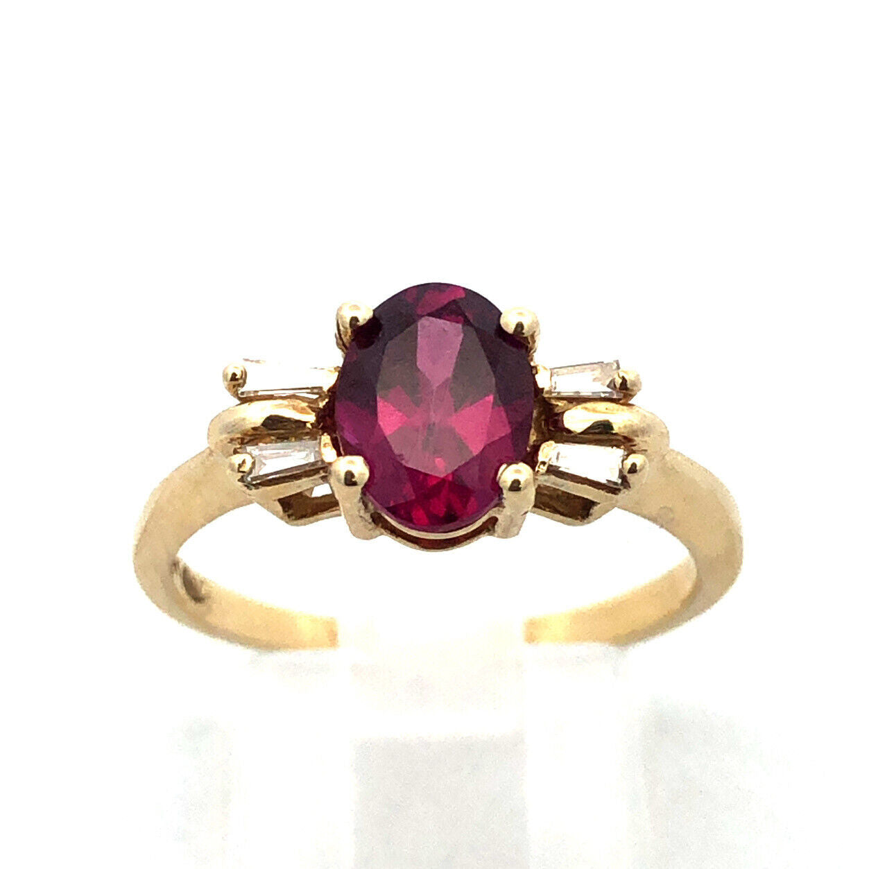Designer SBT 14K Yellow Gold Oval Pink Tourmaline Diamond Accent Cocktail Ring