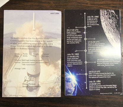 2019 Apollo 11 50th Anniversary Robbins Restrike 5oz 999 Silver NGC MS70 Medal