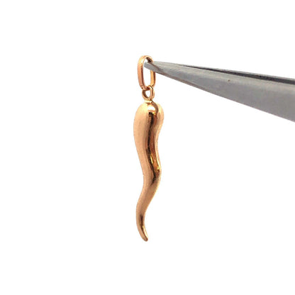 14K Yellow Gold Italian Horn Charm Pendant