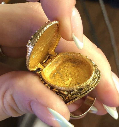 1960's Corday Rare Gold Tone Unicorn In Captivity Perfume Bracelet Ring 2 Pc Set