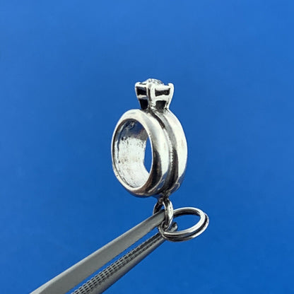 Designer 925 Sterling Silver Cubic Zirconia CZ Engagement Ring Dangle Charm