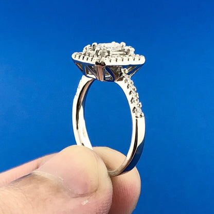 Stunning 925 Sterling Silver Cubic Zirconia CZ Halo Cluster Engagement Ring