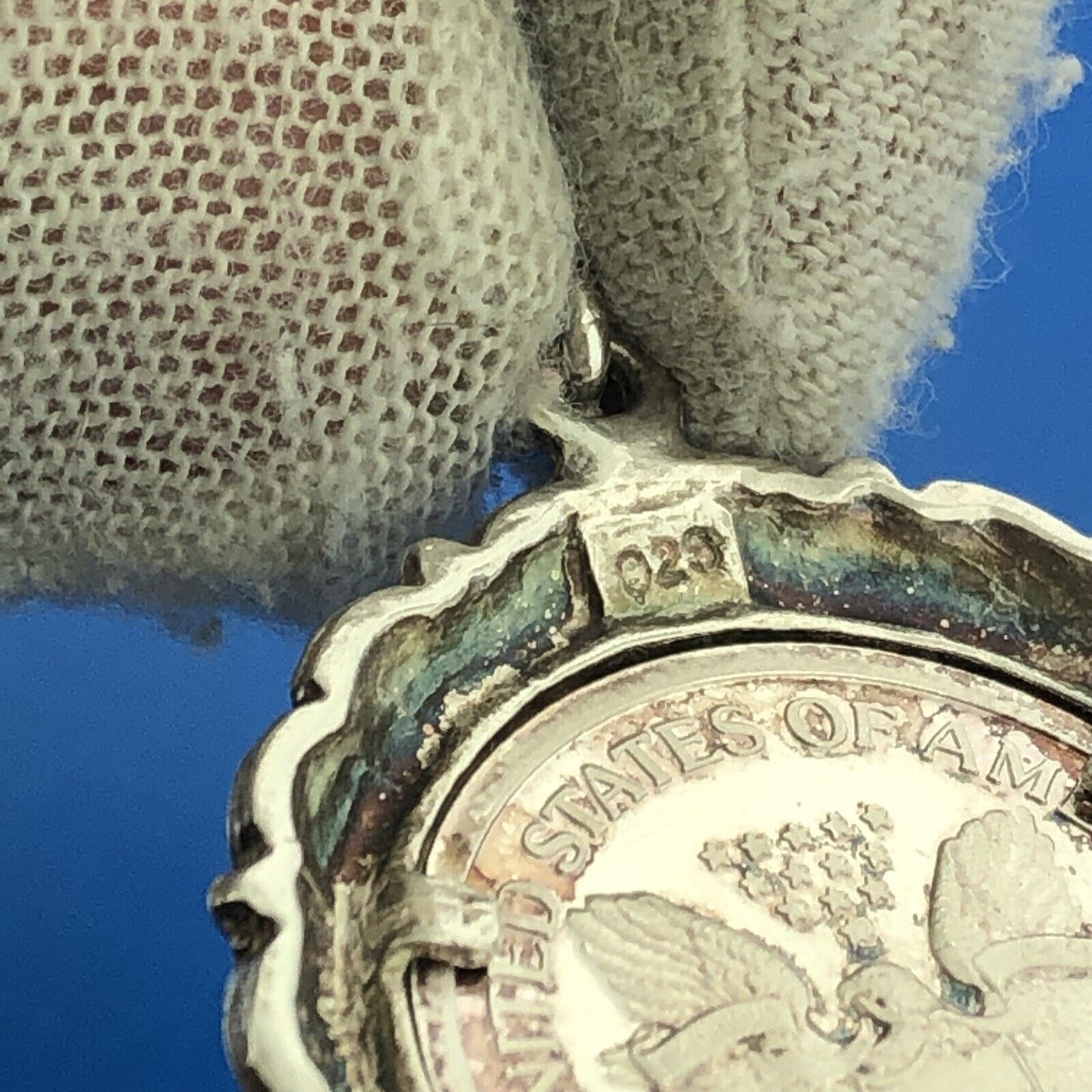 USA .999 Fine Silver Millennium Eagle w/ Sterling Silver 925 Coin Holder Pendant