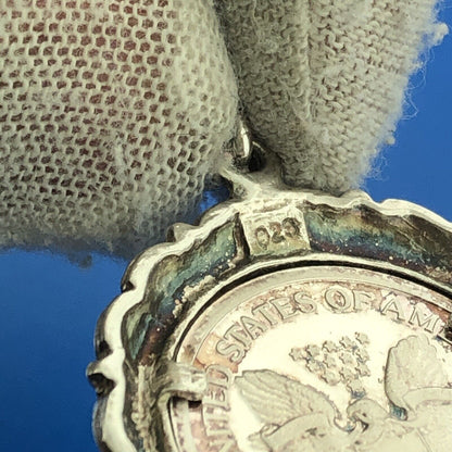 USA .999 Fine Silver Millennium Eagle w/ Sterling Silver 925 Coin Holder Pendant