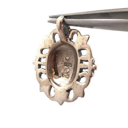 925 Sterling Silver Fleur De Lis Oval Pendant
