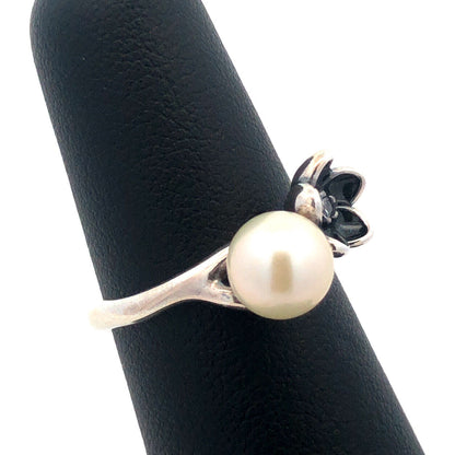 PANDORA ALE 925 Sterling Silver Cubic Zirconia Pearl Mystic Floral Ring 190924