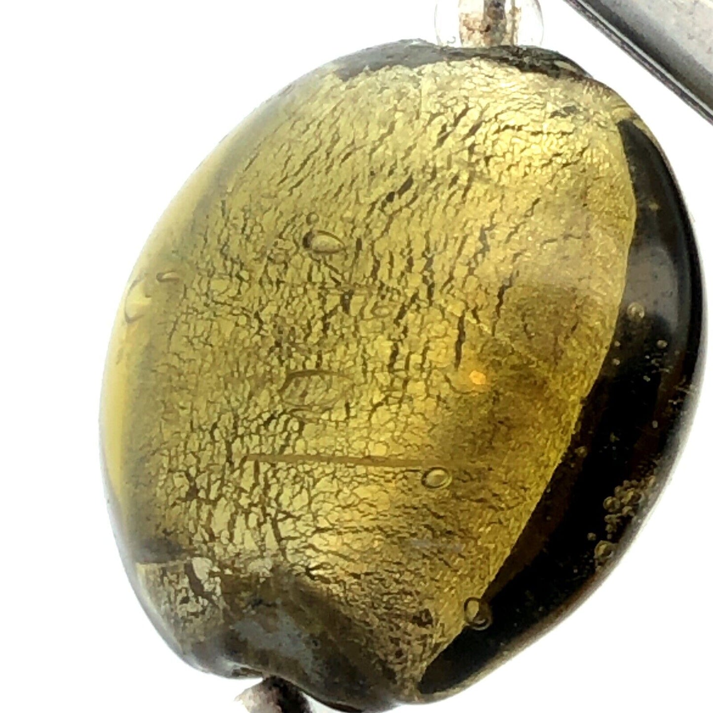 Estate 925 Sterling Silver Round Lime Green Dichroic Glass Hook Dangle Earrings