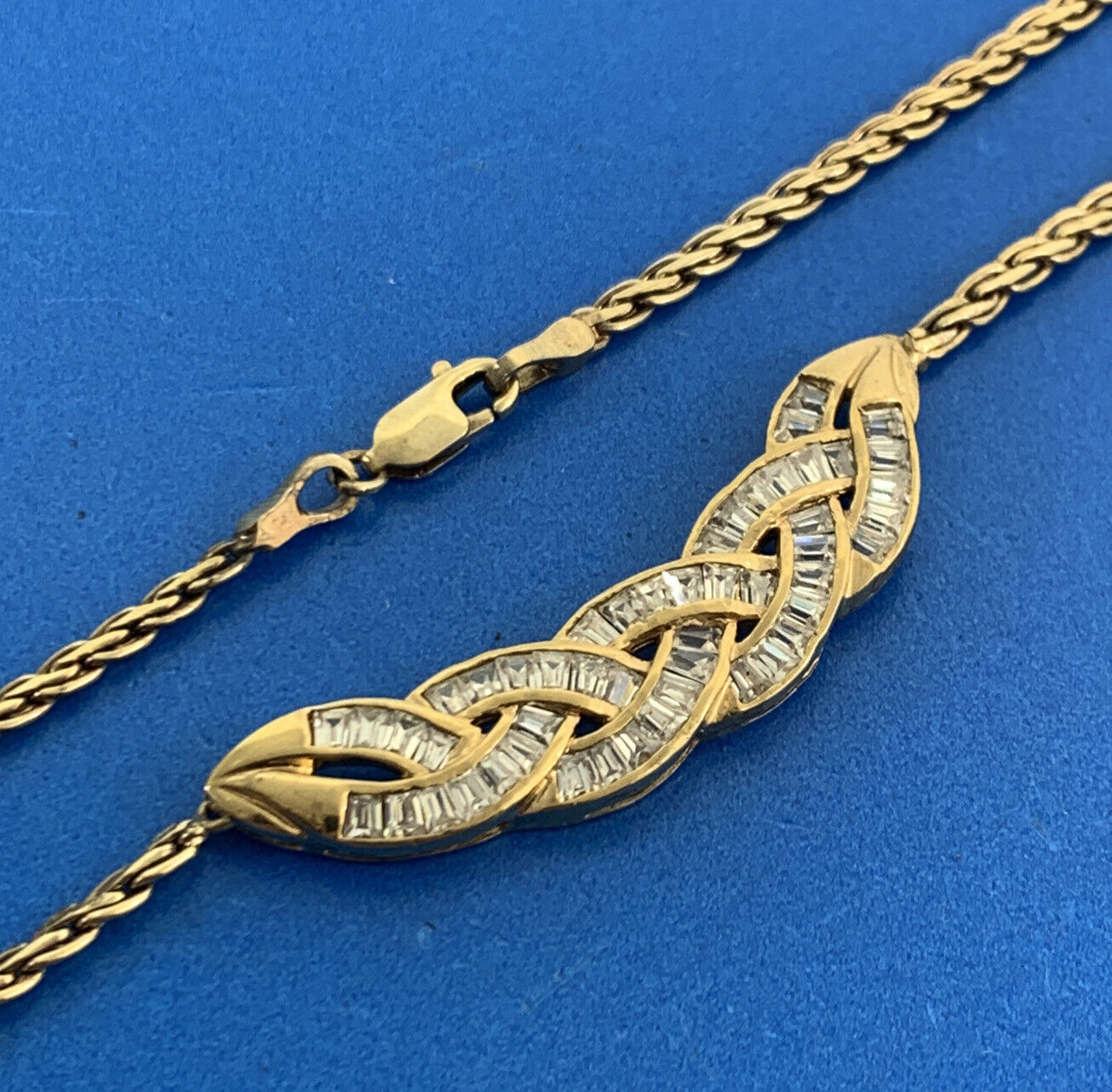 Designer 925 Sterling Silver Vermeil Cubic Zirconia Infinity Eternity Necklace