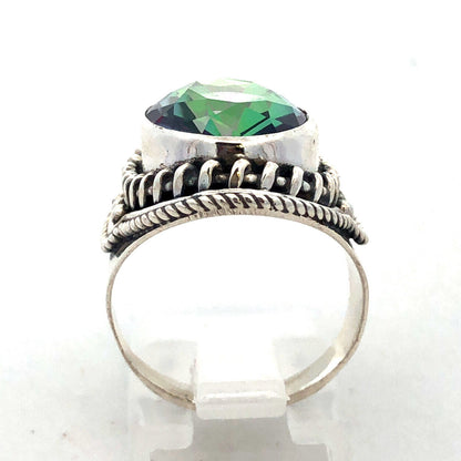 925 Sterling Silver Multicolored Cushion Cut Oval Cubic Zirconia Ring