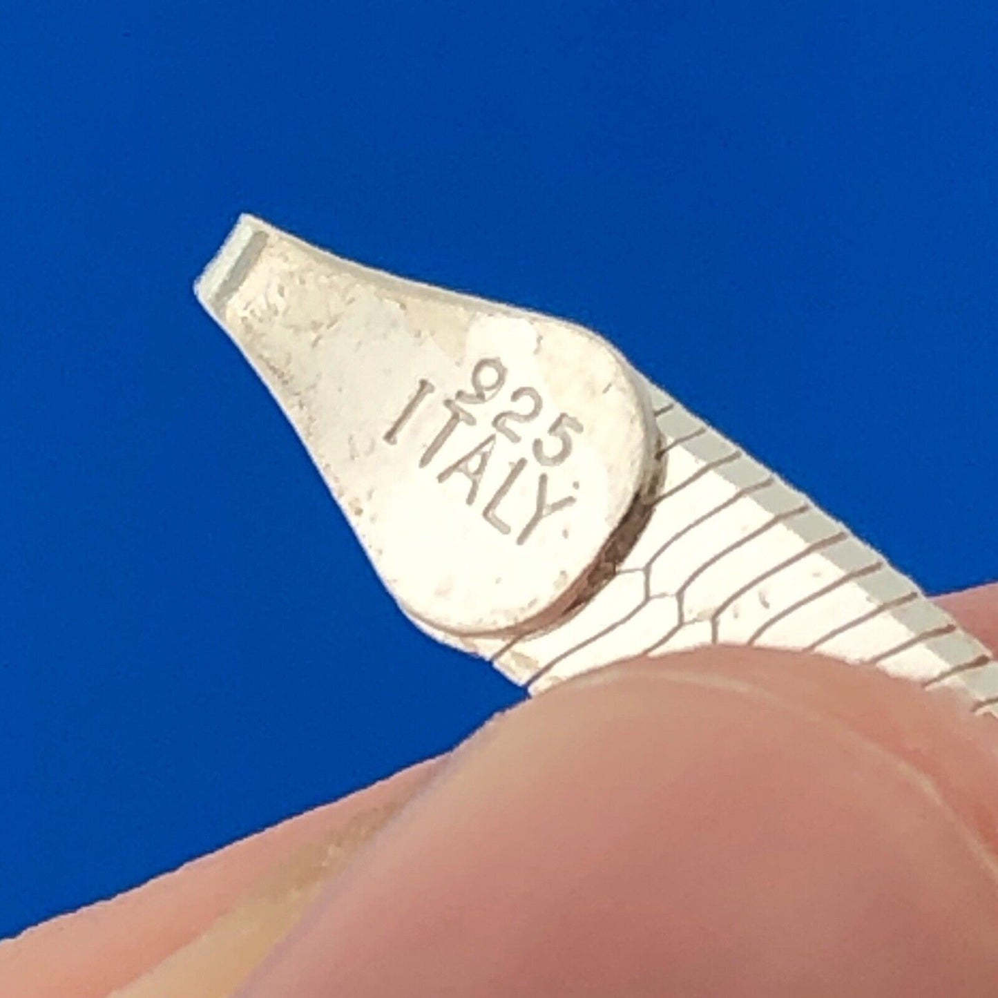 Vintage FAS Italy 925 Sterling Silver Polished Florentine Etched Chain Necklace