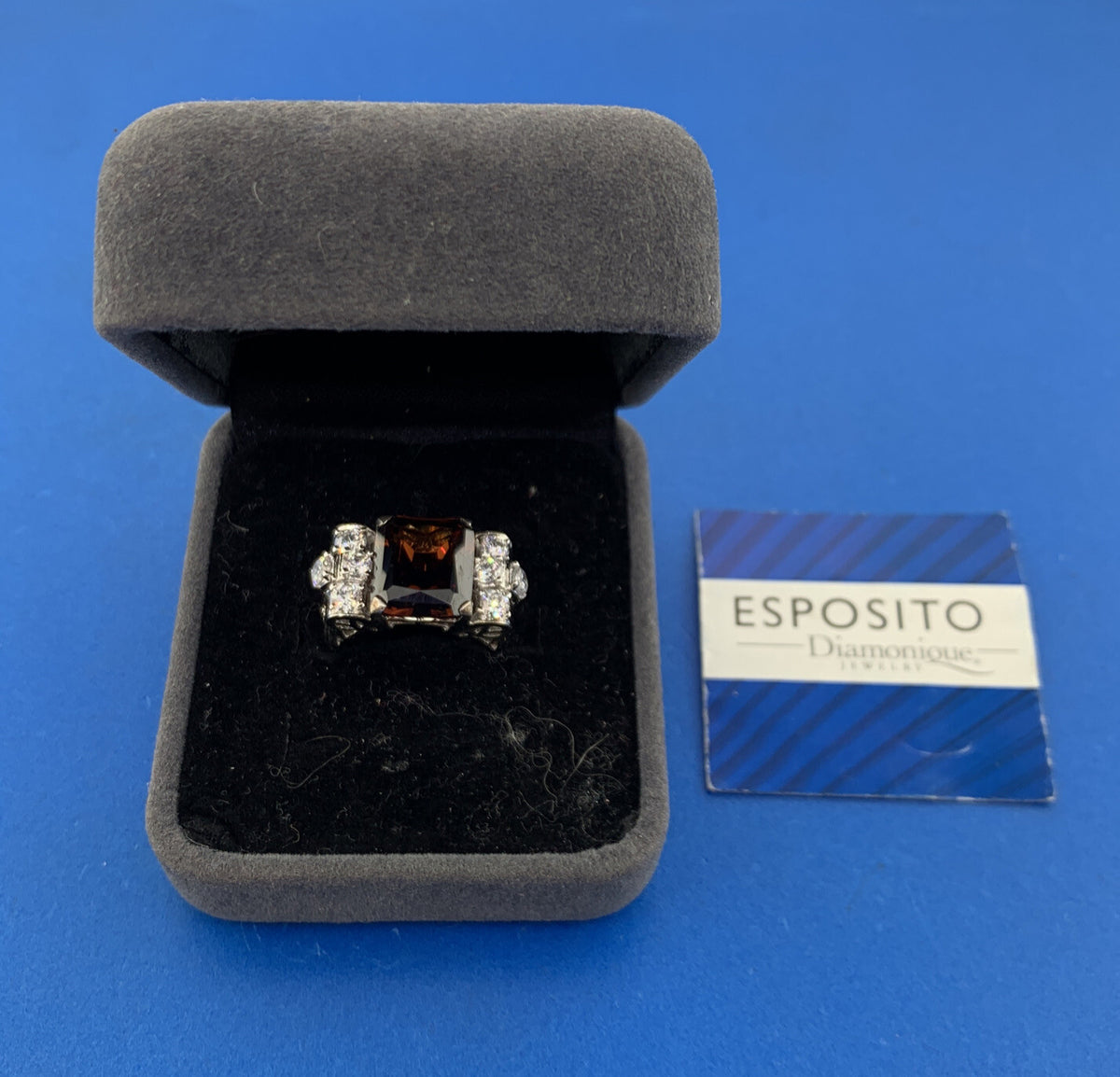 Joseph Esposito QVC 925 Sterling Silver Garnet Diamonique CZ Statement Ring