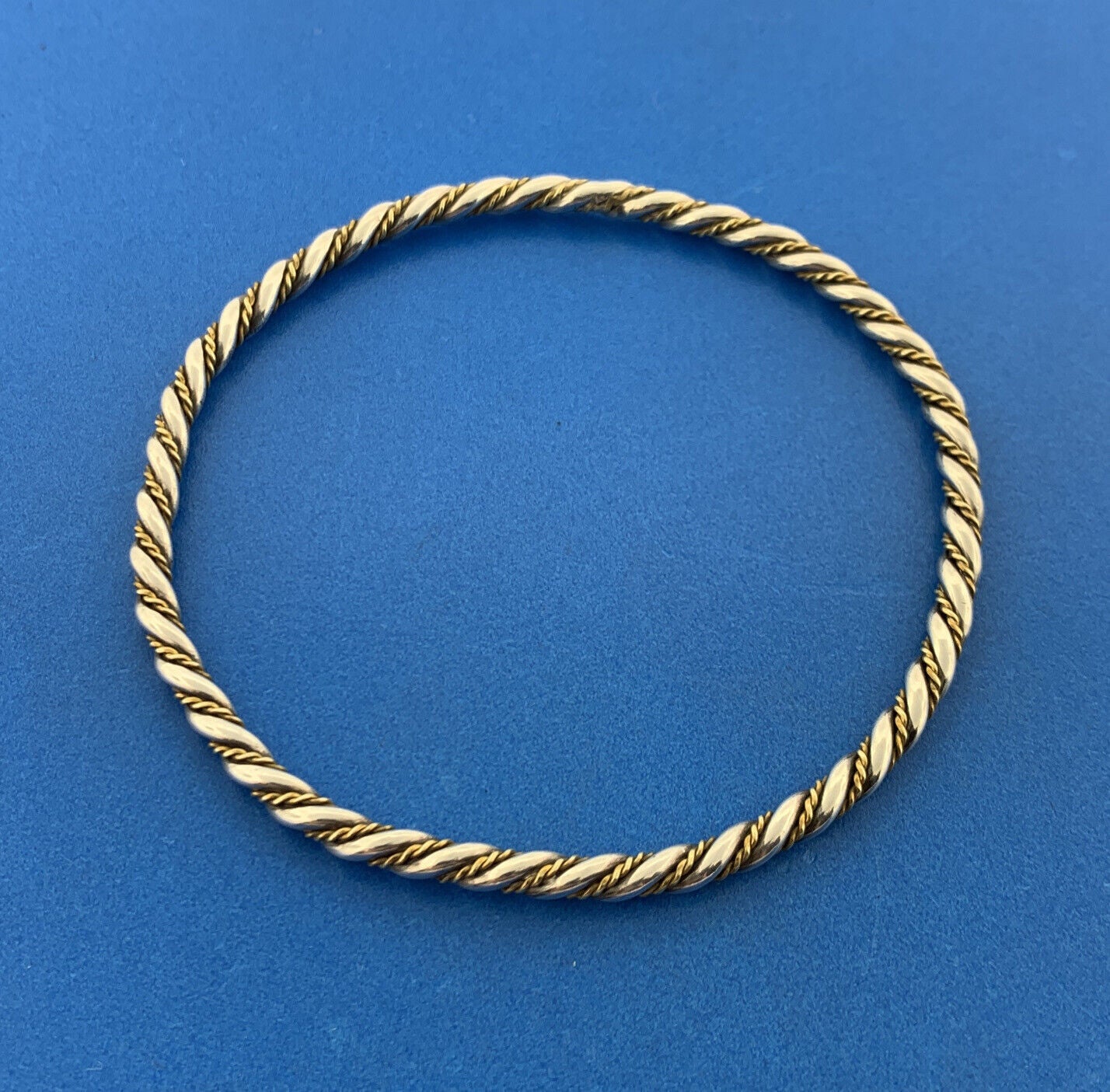 Lovely 925 Sterling Silver Brass Wire Wrap Twisted Bangle Bracelet