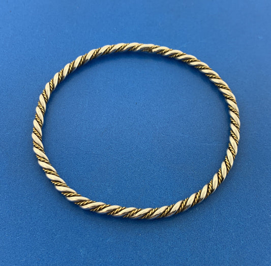 Lovely 925 Sterling Silver Brass Wire Wrap Twisted Bangle Bracelet