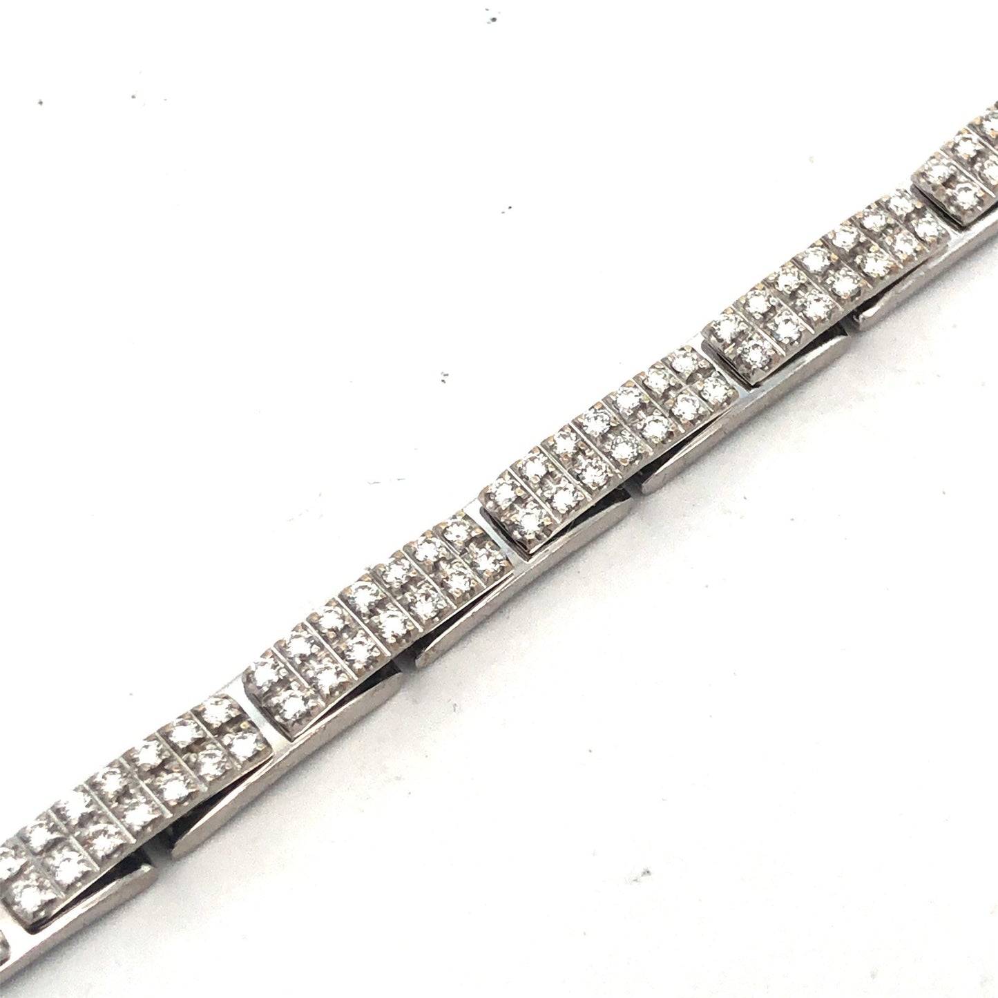 Designer Raima 14k White Gold Diamond Panel Link Box Clasp 7" Tennis Bracelet
