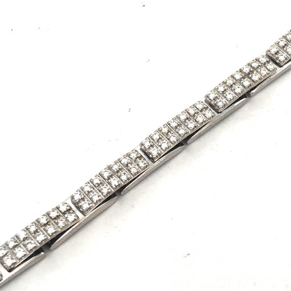 Designer Raima 14k White Gold Diamond Panel Link Box Clasp 7" Tennis Bracelet