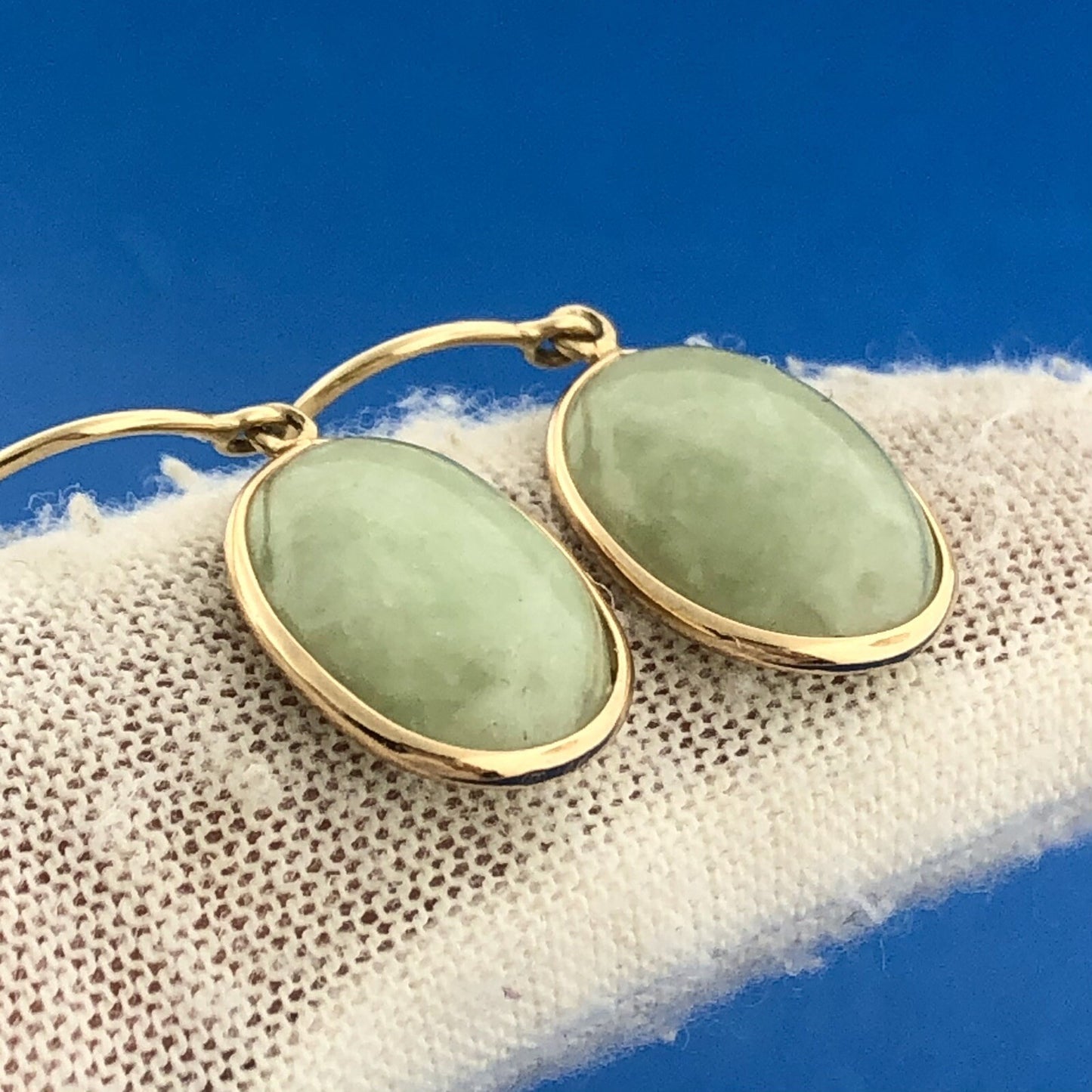 14k Yellow Gold Jade Drop Earrings