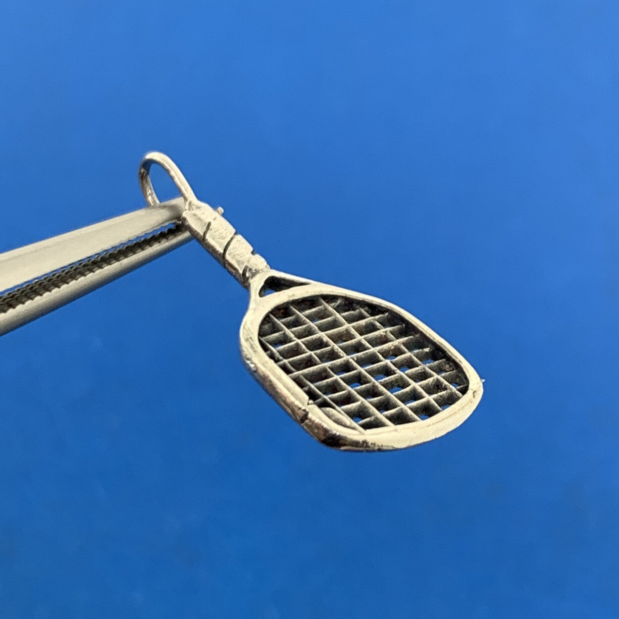 Vintage 925 Sterling Silver Handball Tennis Racket Bracelet Dangle Charm