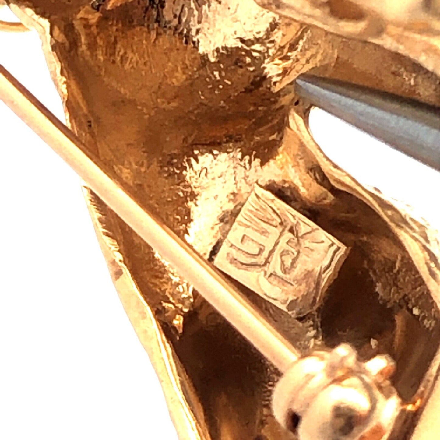 Vintage Designer 14K Yellow Gold Sapphire Seed Pearl Poodle Pin Pendant
