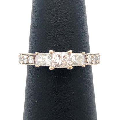 Gorgeous 14k White Gold IKS Triple Princess Diamond Engagement Ring Size 6.25