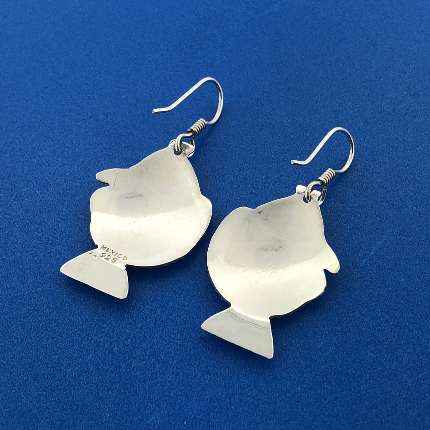 Vintage Taxco Mexico 925 Sterling Silver Fish Statement Drop Dangle Earrings