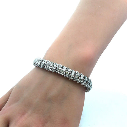 Designer DBJ 925 Sterling Silver Round Diamond Cluster Tennis Bracelet
