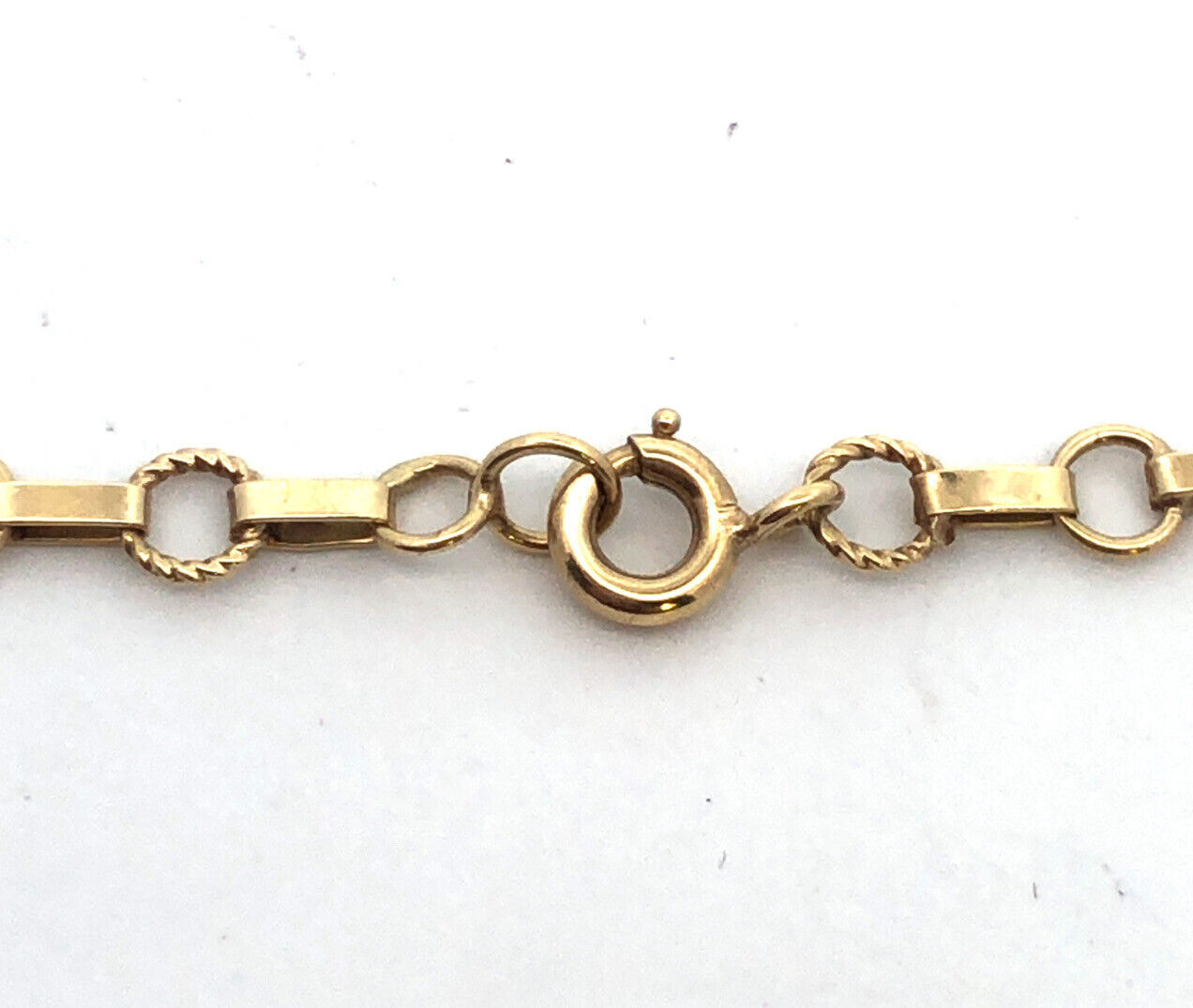 Designer 14K Yellow Gold Bar And Circle Link Chain Bracelet