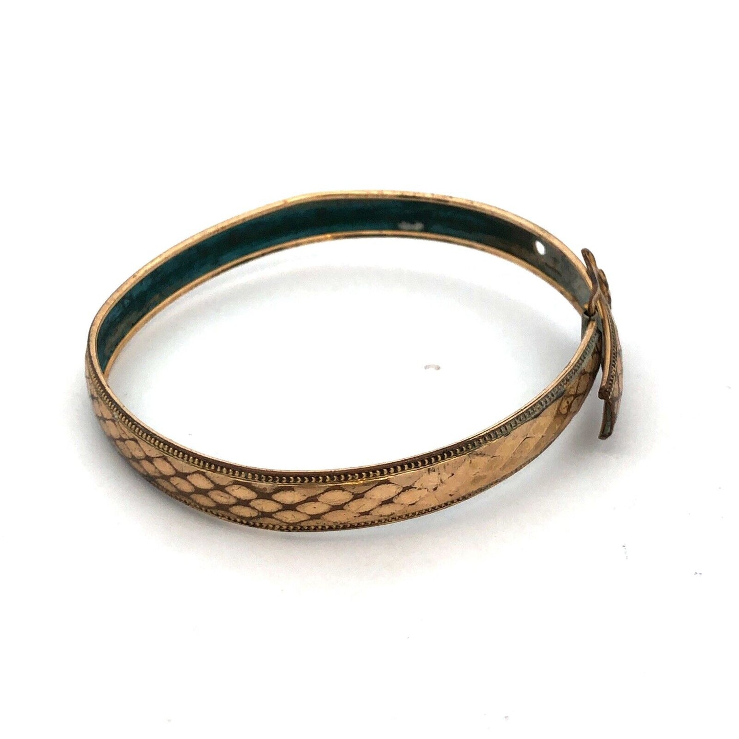 Antique Art Nouveau Brass Diamond Design Belt Buckle Bracelet
