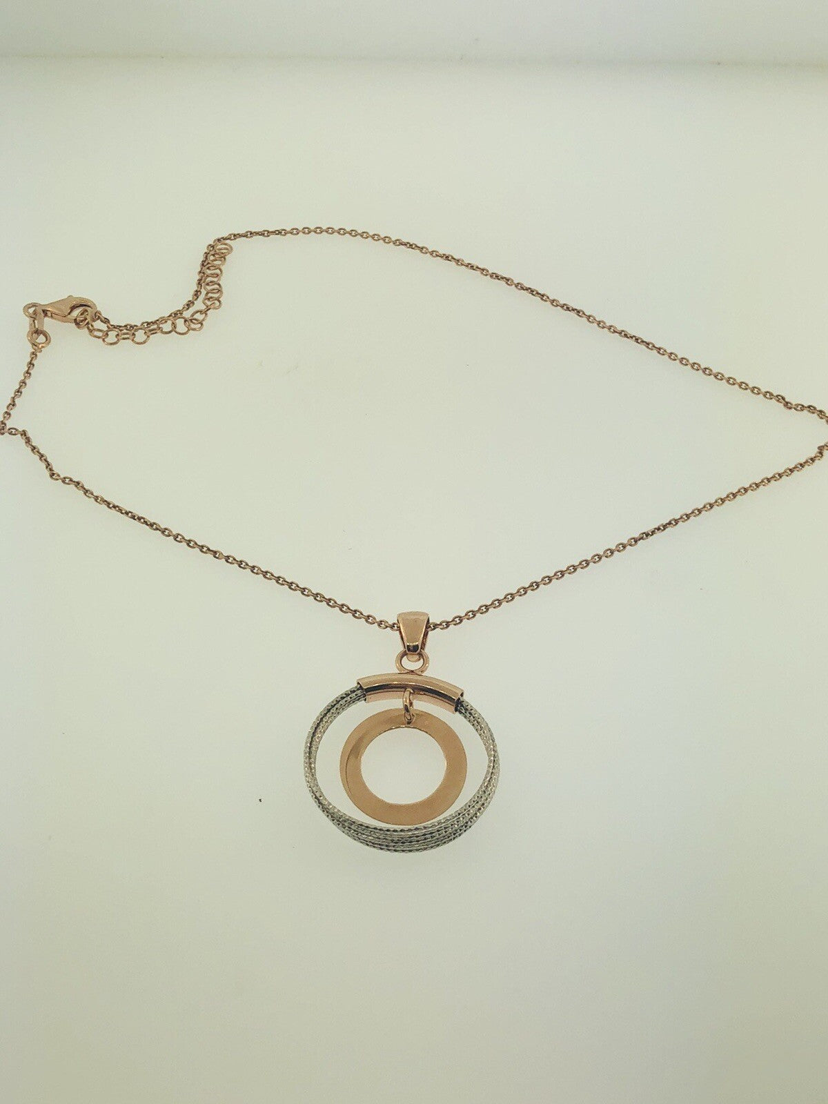 Dyadema Italy Sterling Silver Rose Wash Two Toned Life Infinity Circle Necklace