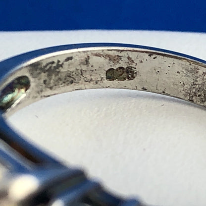 Dramatic Sterling Silver 925 Yellow White CZ Statement Fashion Cocktail Ring