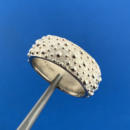 Designer 925 Sterling Silver Textured Bumpy Bead Wide Cigar Band Ring