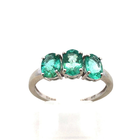 Designer TGGC 10K White Gold Oval Green Tourmaline Anniversary Cocktail Ring