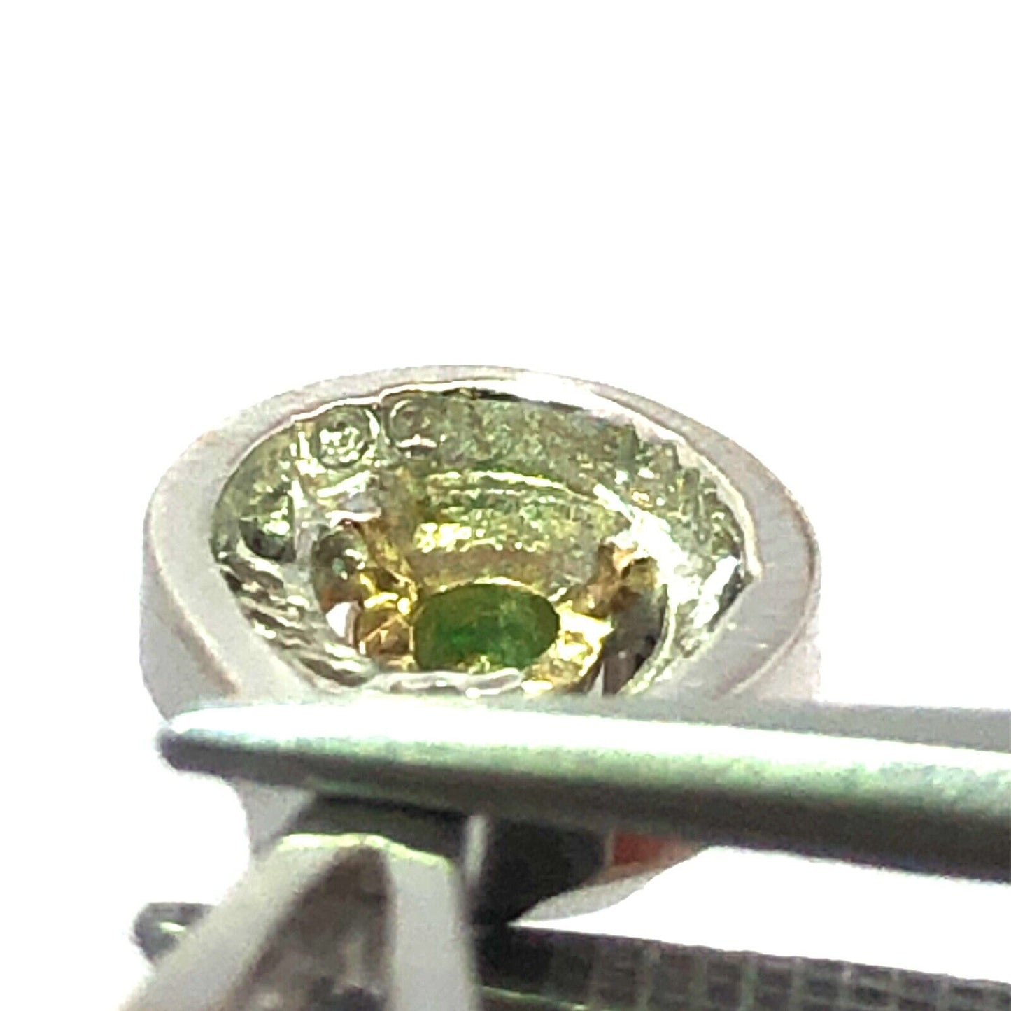 Designer 14K White Gold Pear Emerald Round Diamond Petite Pendant