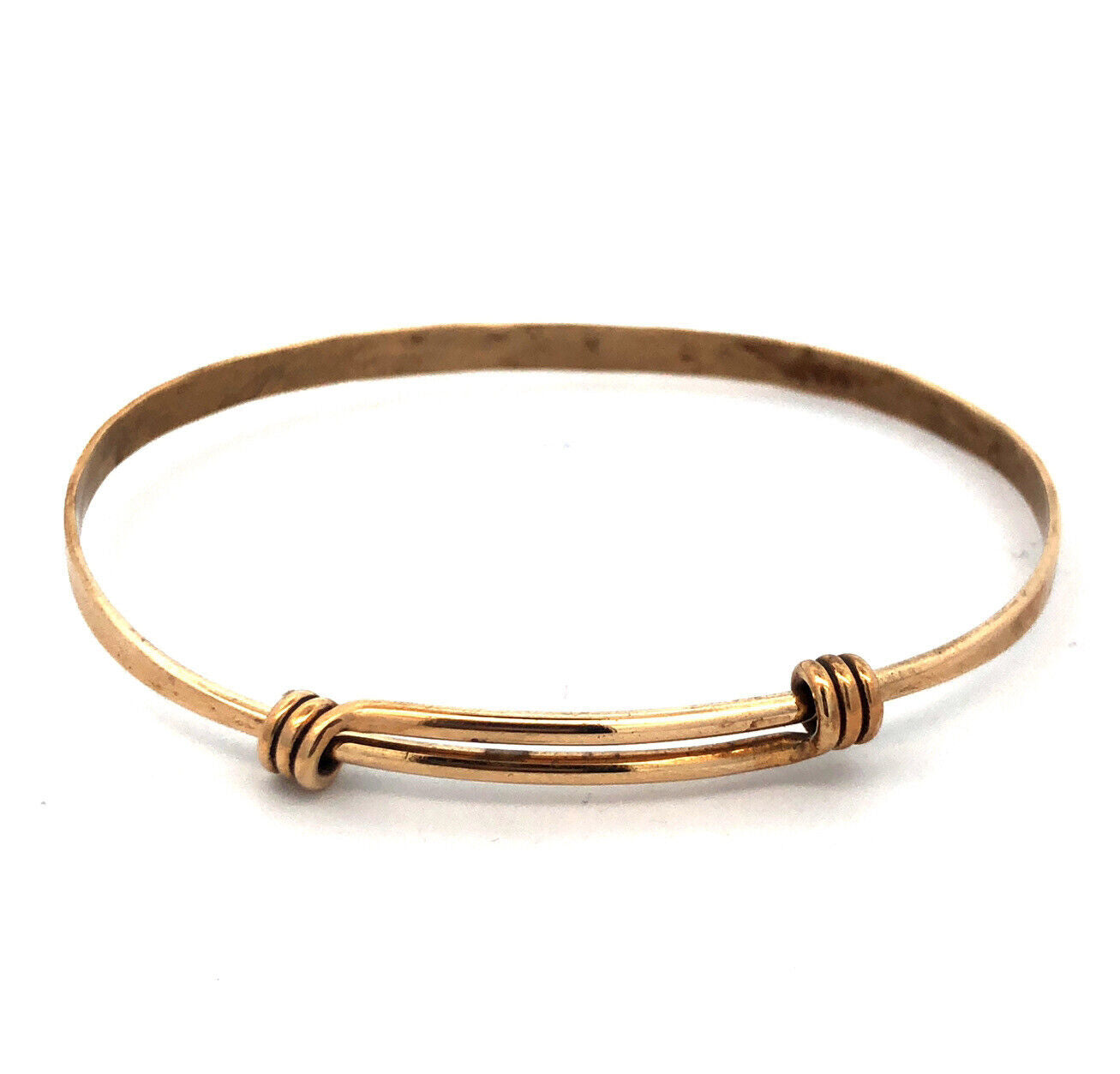 Vintage Brass Gold Tone Thin Stackable Bangle Adjustable Tension Bracelet