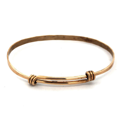 Vintage Brass Gold Tone Thin Stackable Bangle Adjustable Tension Bracelet