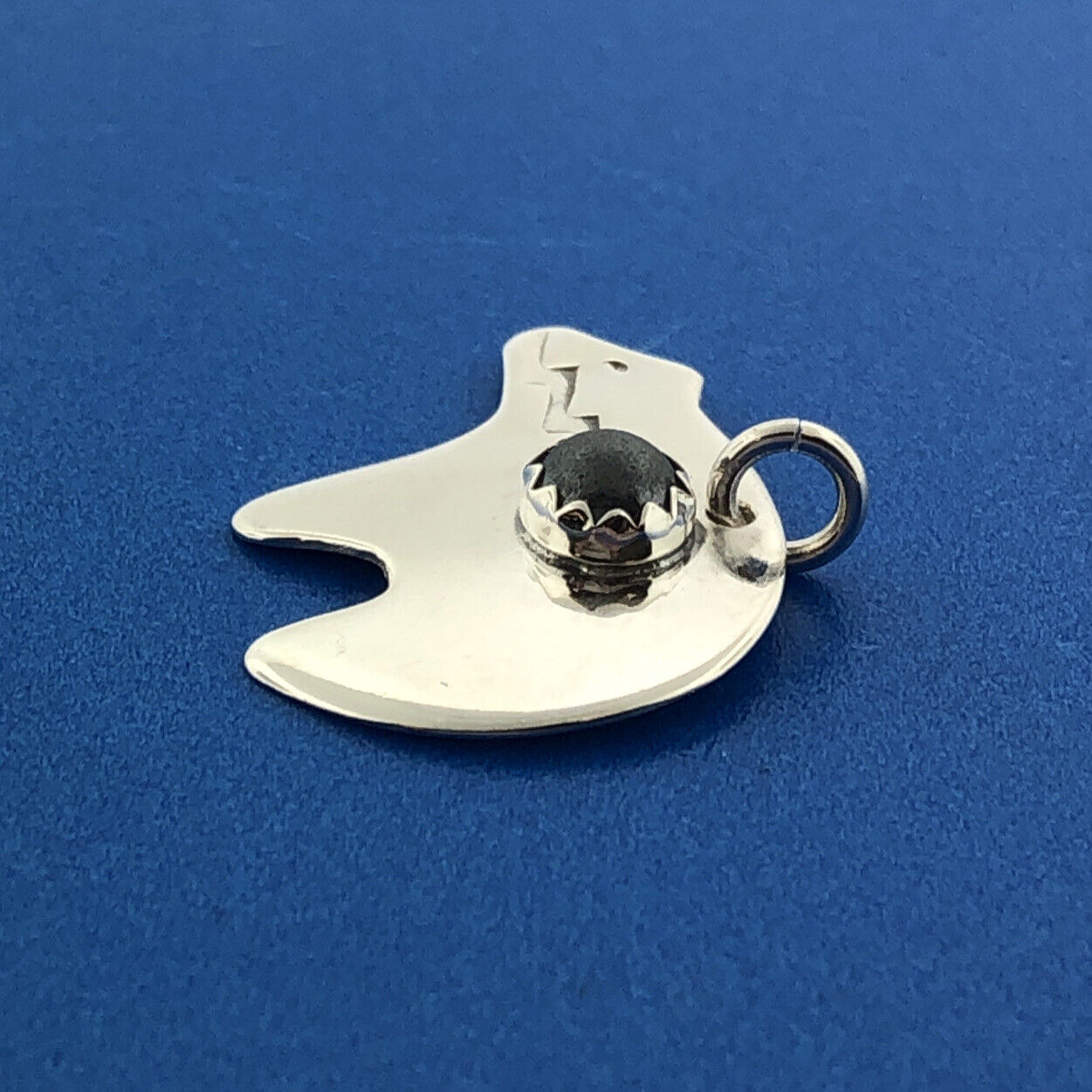 Native American Artist Herbert Tsosi 925 Sterling Silver Gray Stone Bear Charm