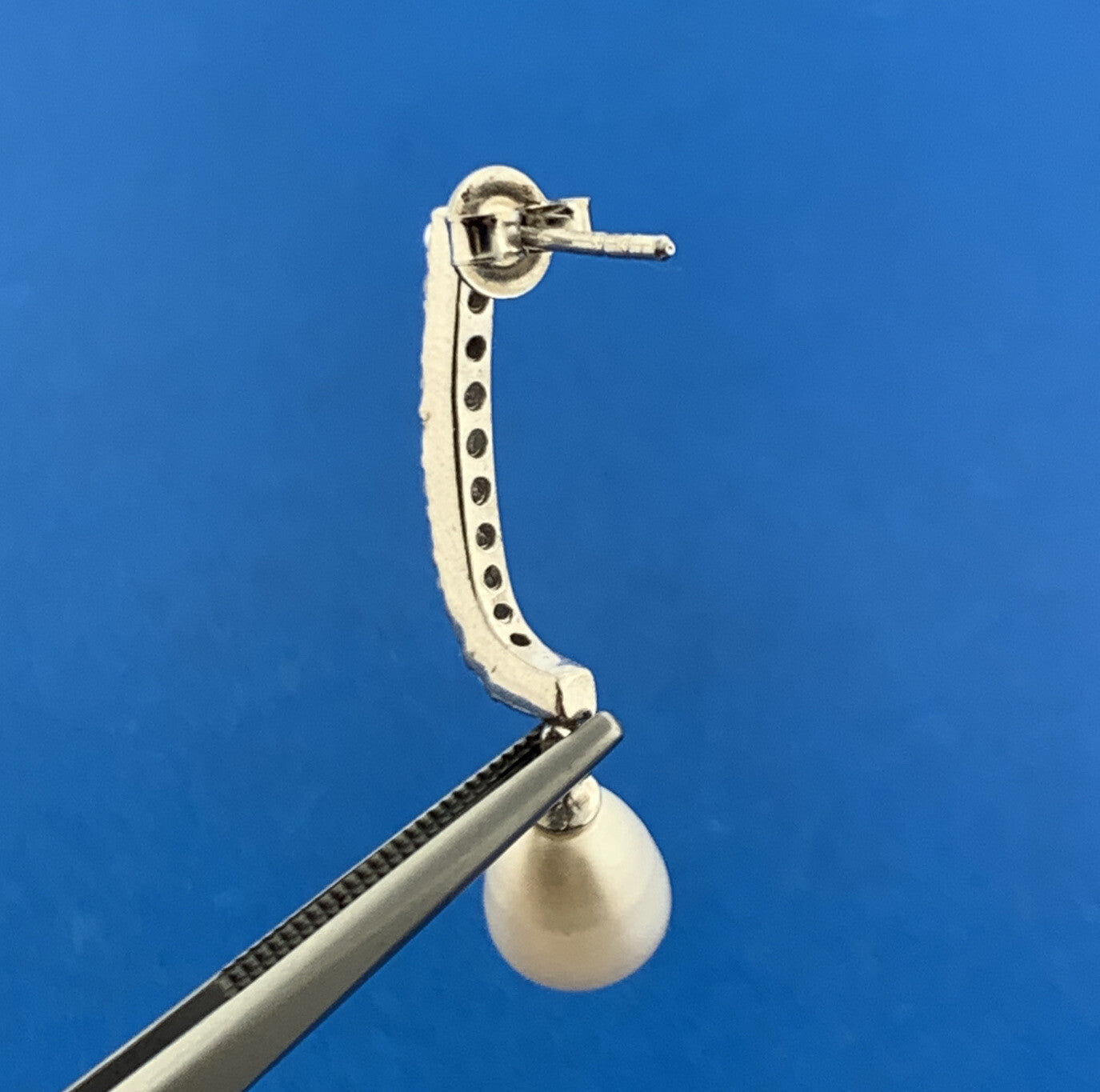 Stunning Sterling Silver Cubic Zirconia Pearl Drop Dangle Wedding Stud Earrings