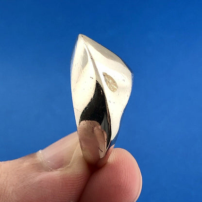 Designer Givenchy 925 Sterling Silver Round Smoky Quartz Modernist Dome Ring