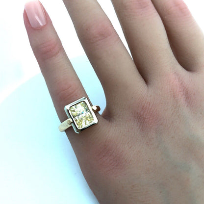 Designer 14K Yellow Gold Lemon Solitaire Statement Ring