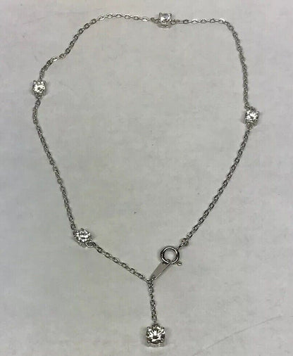 Designer SV Sterling Silver 925 Cubic Zirconia CZ Station Ankle Bracelet