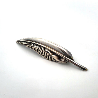 Designer 925 Sterling Silver Textured Long Leaf Pin Brooch