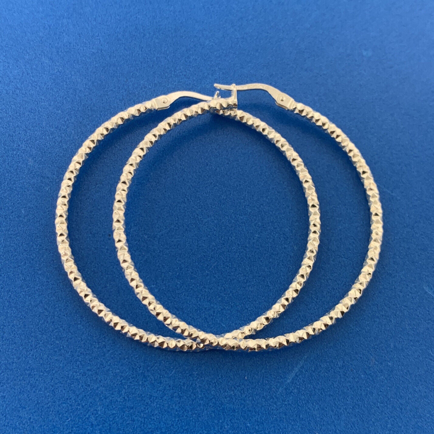 Designer Italy 925 Sterling Silver Classic Chic Fancy Etched Large Hoop Earrings