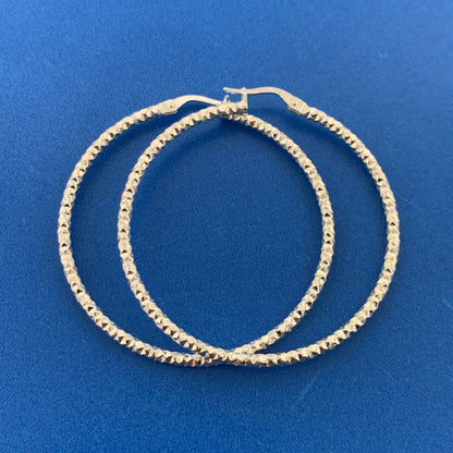 Designer Italy 925 Sterling Silver Classic Chic Fancy Etched Large Hoop Earrings