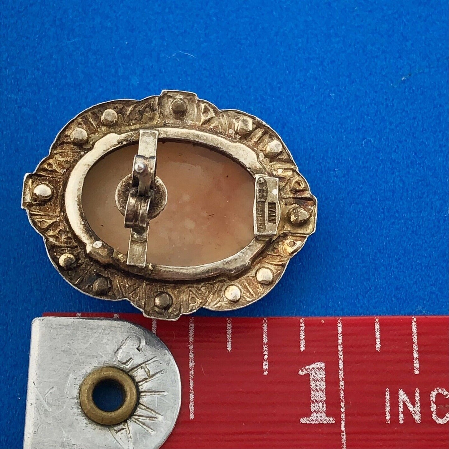 Victorian 925 Sterling Silver Carved Cameo Marcasite Statement Stud Earrings