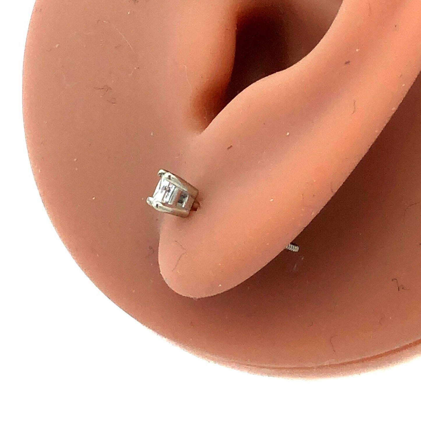 Designer 14K White Gold Princess Square Diamond Solitaire Screw Stud Earrings